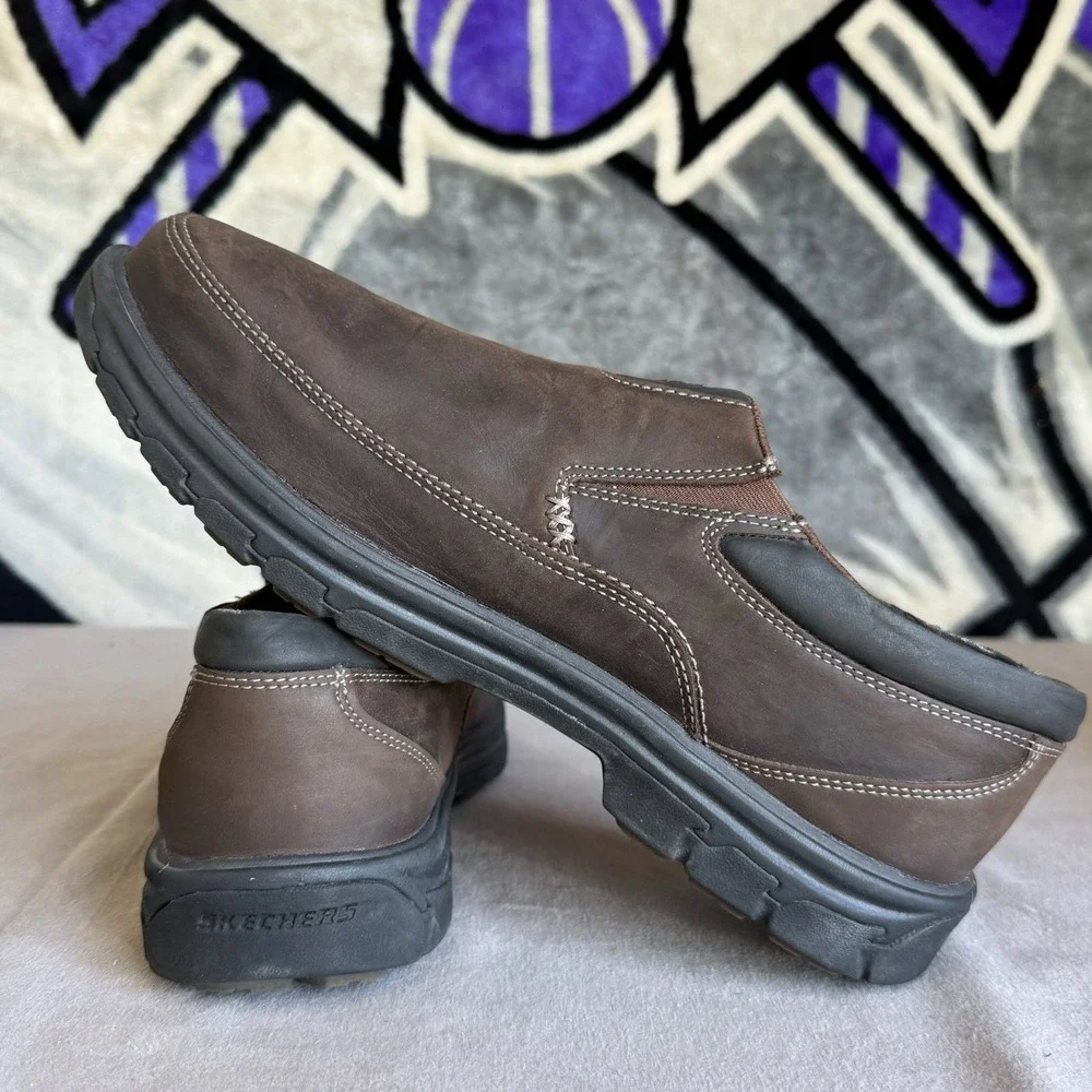 Size 12 - Skechers Men's Segment‎ The Search Slip-On Leather Loafers Brown 64261